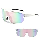 Ruikdly Schnelle Brille Rave Fahrrad Sonnenbrille Herren Rennrad Brille Sport Sonnenbrille Cycling Glasses mit Verstellbarem Bügel UV400 Schutzbrille für Herren Damen Radfahren Laufen Golf Ski