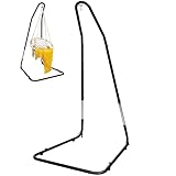 KOMFOTTEU Hängemattengestell, Höhenverstellbarer Hängesesselständer, Hängesessel Rahmen Eisen mit Hake, Freistehender Hängesitzständer stabil, Max Belastung 150 kg, für Innenbereich, Patio, Garten