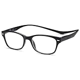 NEW VISION Lesebrille, Magnet Lesebrille, Lesebrillen Herren, Klassischer Stil Lesebrille NV3282 mit Magnetverschluss Hinten, Lesehilfe für Damen Herren (Schwarz, 1.5, Diottria)
