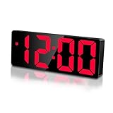 Sarsumir Wecker Digital Uhr, LED Digitaler Wecker mit Zeit Datum Temperatur Schlummerfunktion Helligkeit Einstellbar wecker Kinder für Zuhause Schlafzimmer Büro, Rot Licht