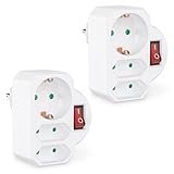 benon 2 x Mehrfachstecker - - Steckdosen-Adapter mit Schalter und Kindersicherung - - Doppelstecker 3680W - - Multistecker 3Fach - - Mehrfachsteckdose 2 Euro und 1 Schuko