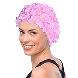 Süße Schwimmkappen | Modeblumenschwimmkappe mit Blumenblättern, Retro -Badekappen für Lange/Kurze Haare, Schwimmhut für Schwimmbad Strandurlaub