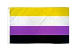 AZ FLAG - Flagge Non-Binary Stolz - 150x90 cm - Genderqueere Fahne 100% Polyester mit Messing-Ösen - 110g