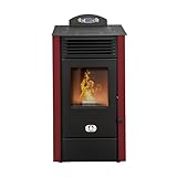 STUFE A PELLET ITALIA California 8 KW | Pelletöfen Effizienz 91% Heizt 70m² Autonomie 20 Std. Programmierbar 5 Geschwindigkeiten und Leistungsstufen Kompaktes Design 24 Monate Garantie Rot