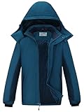 OutPro Herren Skijacke Winterjacke Warme FleecejackeWasserdicht Winddicht Funktions Baumwolljacke Winterjacke Outdoor Wandern Blauschwarz,XXL