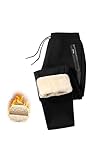 Tansozer Jogginghose Herren Gefüttert Sporthose Baumwolle Winter Fleece Thermo Dicke Trainingshose Hosen Freizeithose Thermohose Herren Fleecehose Warme Sweatpants Winterhose Schwarz S