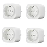 Amazon Basics EU-Smart Plug 2.4 GHz Wi-Fi für eine Steckdose, für den Innenbereich, nur kompatibel mit Alexa, Weiß, 4 Stück