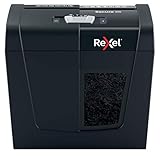 Rexel Aktenvernichter Secure X6, Partikelschnitt, 7-6 Blatt A4 (70-80 g/m²) Kapazität, Sicherheitsstufe P4, 10L Abfallbehälter, leise & kompakt, für zu Hause / Home Office, schwarz, 2020122EU