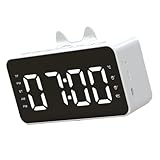 Vaguelly Lautsprecher Wecker mit LED Display Multifunktionale Digitale Radiowecker Kompakte Uhr mit Batterie Tragbar und Langlebig für Reise und Zuhause