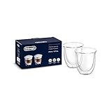 De'Longhi Long Coffee Gläser Set DLSC320, 2 doppelwandige Kaffeegläser perfekt geeignet für Cappuccino, Caffe Lungo oder Americano, Spülmaschinenfest, Fassungsvermögen 270 ml