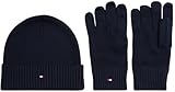 Tommy Hilfiger Herren Geschenk-Set Flag Schal und Mütze, Blau (Space Blue), Einheitsgröße