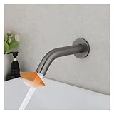 QHLMLL BWJ-681 Waschbeckenarmatur, gebürstetes Pistolengrau, Wandmontage, Heiß- und Kalt-Touch-Sensor, Batterieleistung, automatische Mischbatterie, Küchenarmaturen, 2 Stück