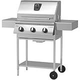 Schickling Gasgrill 'Henry L - Classic' Premium BBQ Grillwagen komplett aus Edelstahl mit 3 Brennern & Doppelwandigem Deckel – Made in Germany: 3-teiliger Grillrost | Grillfläche: 55 x 33 cm