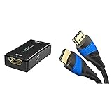 KabelDirekt - HDMI 2.0 aktiver Repeater - (Signal-Verstärker, UHD 4K/60Hz, HDR, YUV 4:4:4, max. 50m Reichweite) & 0,25 m – 4K HDMI-Kabel (4K@120Hz & 4K@60Hz für ein spektakuläres Ultra-HD-Erlebnis)