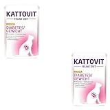 Kattovit Feline Diet Diabetes | Doppelpack | 2 x 24 x 85 g | Diät-Alleinfuttermittel für Katzen | Zur Unterstützung der Verringerung von Übergewicht | Nassfutter im Frischebeutel