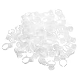 PAMINGONO Wimpernkleberringe und Pigmentringbecher Satz Kunststoff Einweg Kleberhalter Mittlere Größe Weiß Auslaufsicher für Microblading und Tattoo Pigmente Kompakt für Kosmetik und