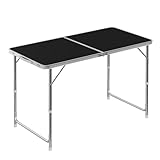 WOLTU Campingtisch Klapptisch Gartentisch Arbeitstisch Balkontisch höhenverstellbar Aluminium MDF Schwarz