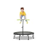 GYMAX Mini Trampolin klappbar, φ110cm Kindertrampolin mit verstellbarem Griff, Fitness Trampolin bis zu 100kg belastbar, Gartentrampolin für Zuhause & Fitnessstudio, für Kinder & Erwachsene(Grün)