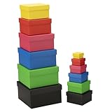 Ideen mit Herz Geschenkboxen mit Deckel | Pappboxen | 12 verschiedene Größen | 6 Farben | quadratisch und ineinander | groß bis klein | Karton | ideal für Geburtstag & Geschenke