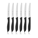 WMF Classic Line Frühstücksmesser Set 6-teilig, 23 cm, Brötchenmesser Wellenschliff, Brotzeitmesser, Spezialklingenstahl, Kunststoffgriff, schwarz