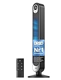 Dreo 20dB DC Motor Turmventilator Leiser, 11M Windentfernung Ventilator mit Kühlung Fernbedienung, 9 Stufen 4 Modi, 90° Oszillierender Stand Ventilatoren für Schlafzimmer, Tower Fan mit 12H Timer