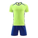 Gavena Fußball-Set für Kinder, Jungen, Fußball-Trainingssets, Sporttrikots, Uniform, Jugendschule, PE-T-Shirt und Shorts, Fitness-Trainingsanzüge für Kinder, grün, 12-13 Years