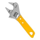 Schraubenschlüssel Verstellbarer Rollgabelschlüssel aus Chrom-Vanadium Stahl Länge 120mm Einmaulschlüssel mit Gummigriff Adjustable Wrench zur Reparatur von Klimaanlagen Badezimmern Fahrzeugen (120mm)
