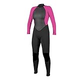 O'Neill Wetsuits Damen Reactor II 3/2mm Back Zip Full Wetsuit Neoprenanzug, Black/Berry,36 EU (US 6)