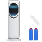 WUDLi Ventilator-Heizung-Kombination mit Luftbefeuchtung, Klimaanlage, 180° Oszillation mit Fernbedienung, 4L Wassertank, 3 Windgeschwindigkeiten, 2 Eisbeutel