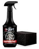 Glart 451RK Reifenglanzspray 1000 ml mit Schwamm – seidenmattes Finish – Reifenpflege mit UV-Schutz – schwarz auffrischend – für Auto, Wohnmobil, Motorrad – für Gummi und Kunststoff