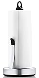 blomus -LOOP- Küchenrollenhalter aus mattiertem Edelstahl, stabiler Papierrollenhalter, Beschwert für Ein-Hand-Bedienung, exklusives Küchenaccessoire (H / B / T: 34 x 15 x 15 cm, Edelstahl, 63651)