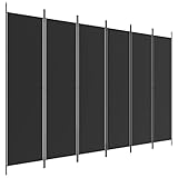 vidaXL Paravent 6-TLG. Raumtrenner Raumteiler Trennwand Umkleide Sichtschutz Spanische Wand Wohnzimmer Schlafzimmer Schwarz 300x200cm Stoff