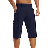 Fccrian Leichte 3/4-Wandershorts für Herren, Outdoor, dünne Arbeits- und Klettershorts mit mehreren Taschen, Volleyball-Shorts, Bu2, L