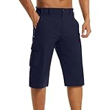 PODOLIXIA 3/4 Kurze-Hosen-Herren Bermuda-Cargo-Outdoor-Shorts Atmungsaktive Schnell Trocknend Cargohosen Wanderhose Trekkinghose Sporthose Fahrradhose Freizeit Lang MTB Sommer für Männer