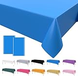 2PCS Party Tischdecke Blau - Einweg Kunststoff Happy Birthday Tischtuch für Geburtstag, Picknick, Hochzeiten - Bierbank Tischdecke 137 * 274cm