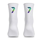 Rehoetom Fahrradsocken für Damen und Herren, atmungsaktiv, feuchtigkeitsableitend, reflektierendes Design, Nylon, elastisches Garn, geeignet für Größen 39-46 (Schwarz/Weiß) (Weiß) (7)