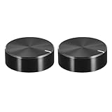 Sarini 2 stücke Potentiometer Knopf Rändelwelle Schwarz Aluminium Glatte Drehknopf Lautstärkeregler