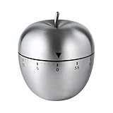 feyiubmen Küchenuhr aus Edelstahl von feyiubmen - 6.2×7.5×7.5cm Silberfarben. Apfeltyp. mechanischer Eieruhr und Küchenwecker mit Kurzzeitmesser - Digitaler Kochwecker - Ideal für Küche.