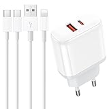 iPad Ladekabel und iPad Ladegerät [2Pack 2M] iPad Pro Ladegerät Ladekabel mit Netzteil 20W Schnellladegerät mit 2M iPad Lade-Kabel USB C Schnellladekabel für iPad/i-Pad Pro/i-Pad Air/i-Pad Mini