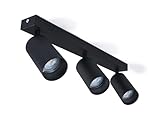 KOLORENO Halogen-Anbauleuchte Viki - Aufbauleuchte Wand und Decke - Aufbauleuchte Aufbaustrahler GU10 - Aufbauleuchte Strahler Lampe x3 - Deckenstrahler aus Metall - Schwarz, 400 x 164 x 40 mm