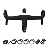 Sghtil Carbon Lenker Road Bike,Rennrad Integrierter Carbonfaser Vorbau Lenker - Ergonomisches Stossdämpfendes Fahrradzubehör für Jugendliche Erwachsene Familie