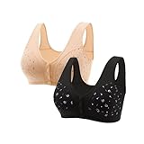 2er Pack Klassische BHS Damen Ohne Bügel Push Up mit Verstellbarem Bustier Nahtloser Bra Bequem Gepolstert Große Brüste Unterwäsche für Alltag Yoga Trainings Schlaf Sport BH Bustier Damen (White, XXL)