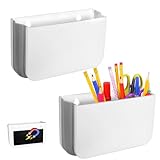 GFUEIGJ 2 Stück Stiftehalter Magnetisch, Whiteboard Stifthalter Magnetisch, Magnet Stiftehalter Whiteboard Zubehör für Schule Büro Kühlschrank und Schließfach, Weiß