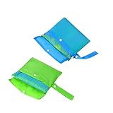 Zerodeko 2 Stück Aufbewahrungsbeutel Teilig Große Oxford Strandtasche mit Netz Langlebig Wasserabweisend für Sandspielzeug und Urlaubsbedarf Blau Grün