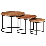 Akazienholz Satztische Set aus Massivholz - Stilvolle Couchtische mit unterschiedlichen Größen für Wohnzimmer, Schlafzimmer und Büro