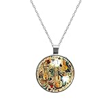 PAFEFO Bunte Gitarren-Anhänger, lange Halskette, Münzanhänger, Halsketten, Schmuck, für Damen und Mädchen, 30 mm, Edelstahl Aus Edelstahl Kristallglas, Kein Edelstein