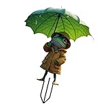 Lilinzhi Cartoon Frösche Akzentstück Mit Detailliertem Regenschirm Wetterfest 2D Flacher Acrylgarten Pfahl Dekorative Verzierungen Kleine Frösche Skulptur Für Patios