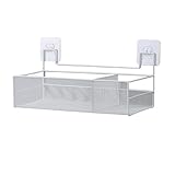 Wandmontiertes Duschregal mit 2 Fächern, kein Bohren, Metalldraht, Badezimmer-Organizer, Aufbewahrungskorb für Waschküche, Wohnzimmer und Küche