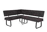 Hela Tische, Eckbank Sitzbank mit Rückenlehne Luise, Mikrofaser Anthrazit, Metal-Kufengestell Anthrazit, Komfortsitz Federkorb, 152x202x92cm