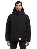 khujo Herren warme Winterjacke kurz mit Kapuze, gesteppten Ärmeln und hohem Kragen Gero-YM Black Gr. XXL